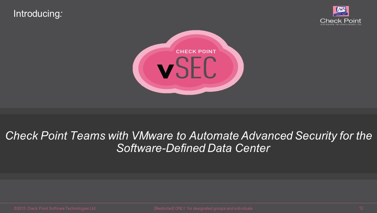 Introducing: Check Point Teams with VMware to Automate Advanced Security for the Software-Defined Data Center.