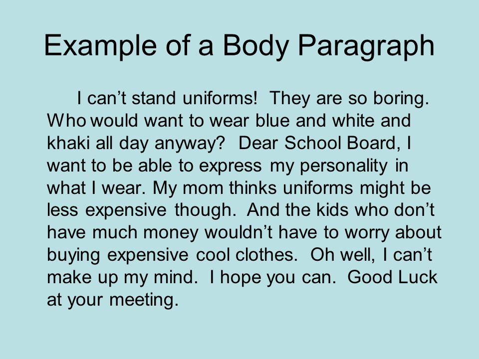 Example of a Body Paragraph