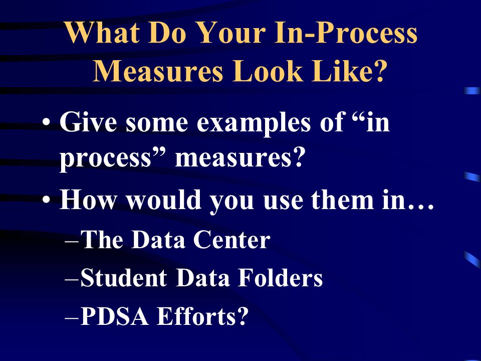 What Do Your In-Process Measures Look Like