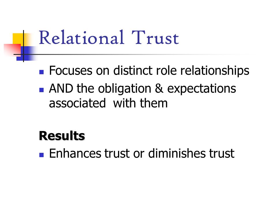 Relational Trust Focuses on distinct role relationships
