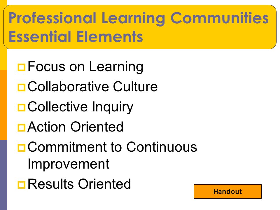 Professional Learning Communities Essential Elements