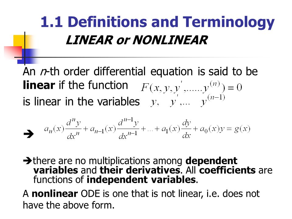 Examples equations ordinary differential Differential Equations