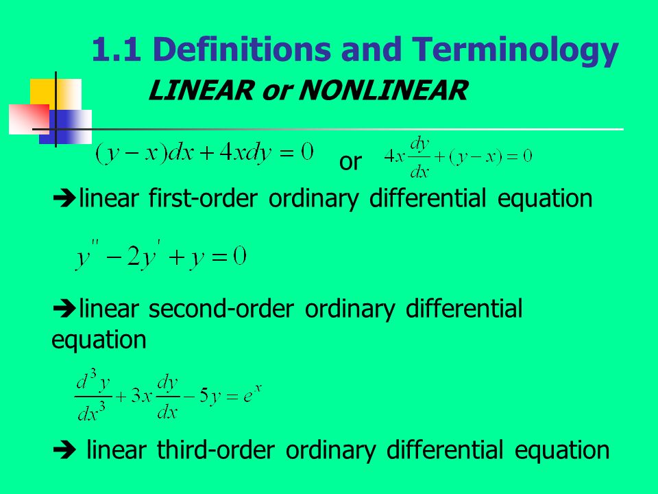 Examples equations ordinary differential Ordinary Differential