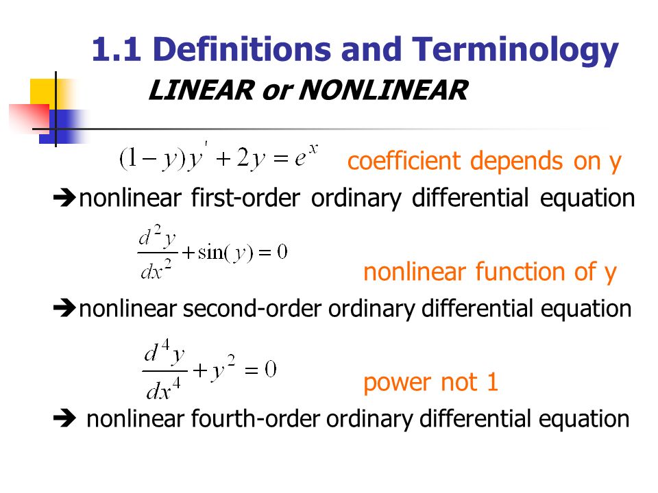 Examples equations ordinary differential Differential Equations