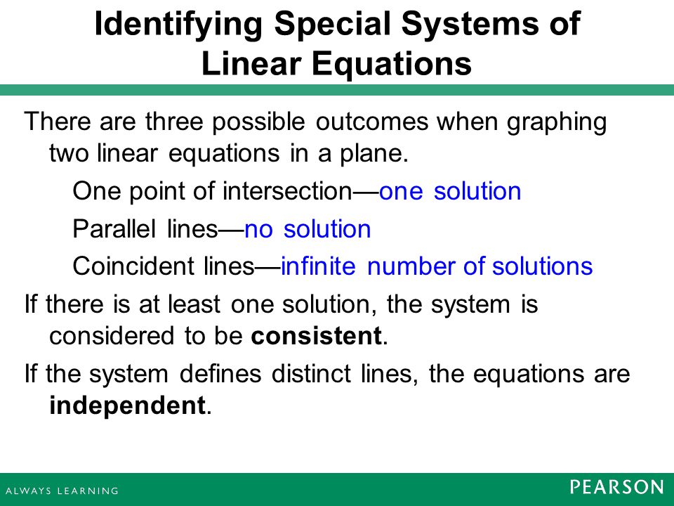 Identifying Special Systems of Linear Equations