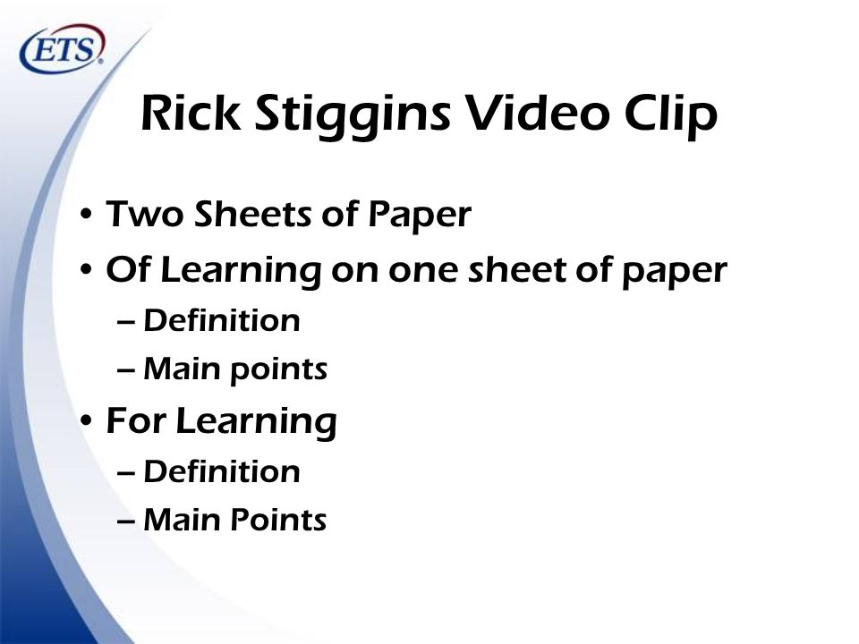 Rick Stiggins Video Clip