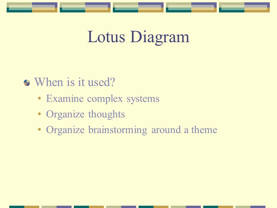 Lotus Diagram When is it used Examine complex systems