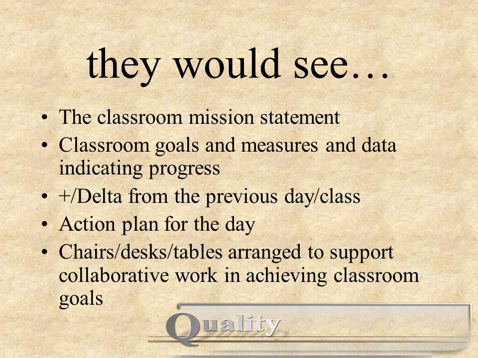 they would see… The classroom mission statement