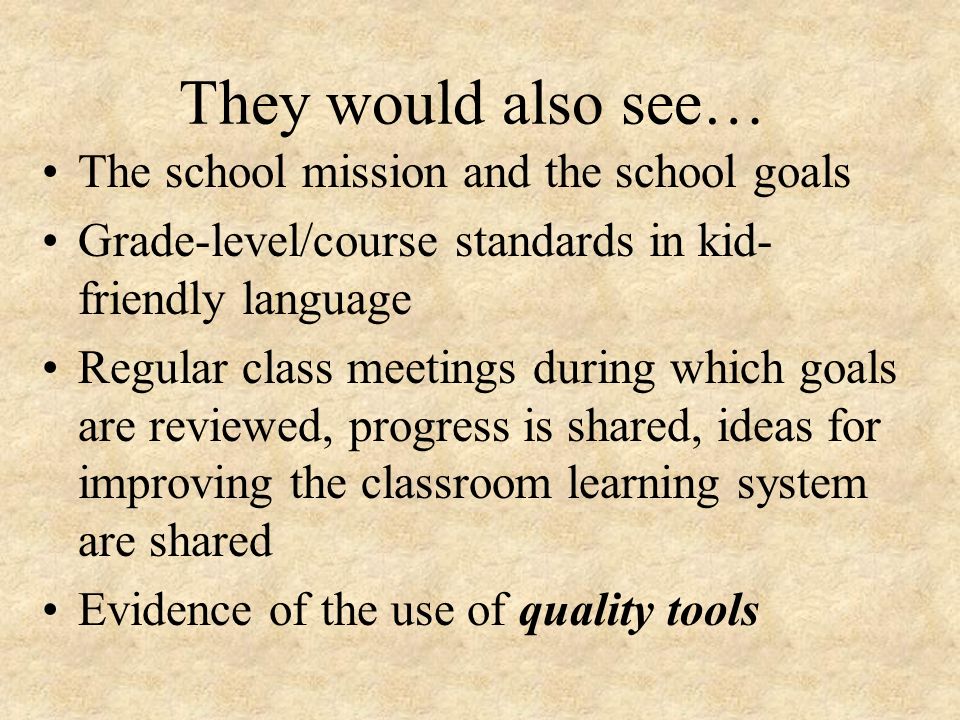 They would also see… The school mission and the school goals