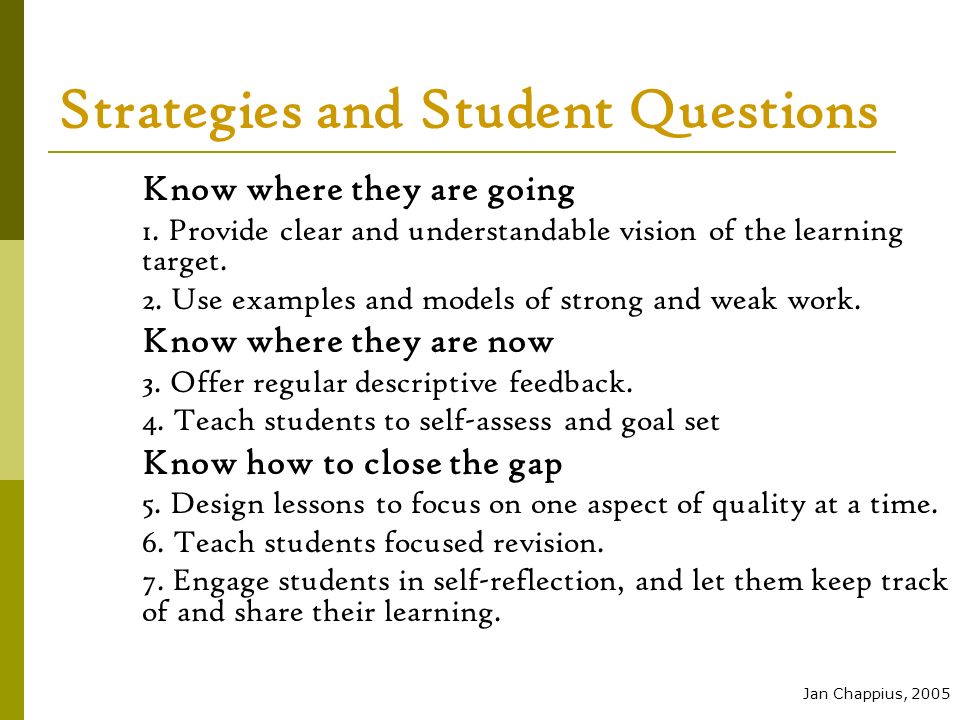 Strategies and Student Questions