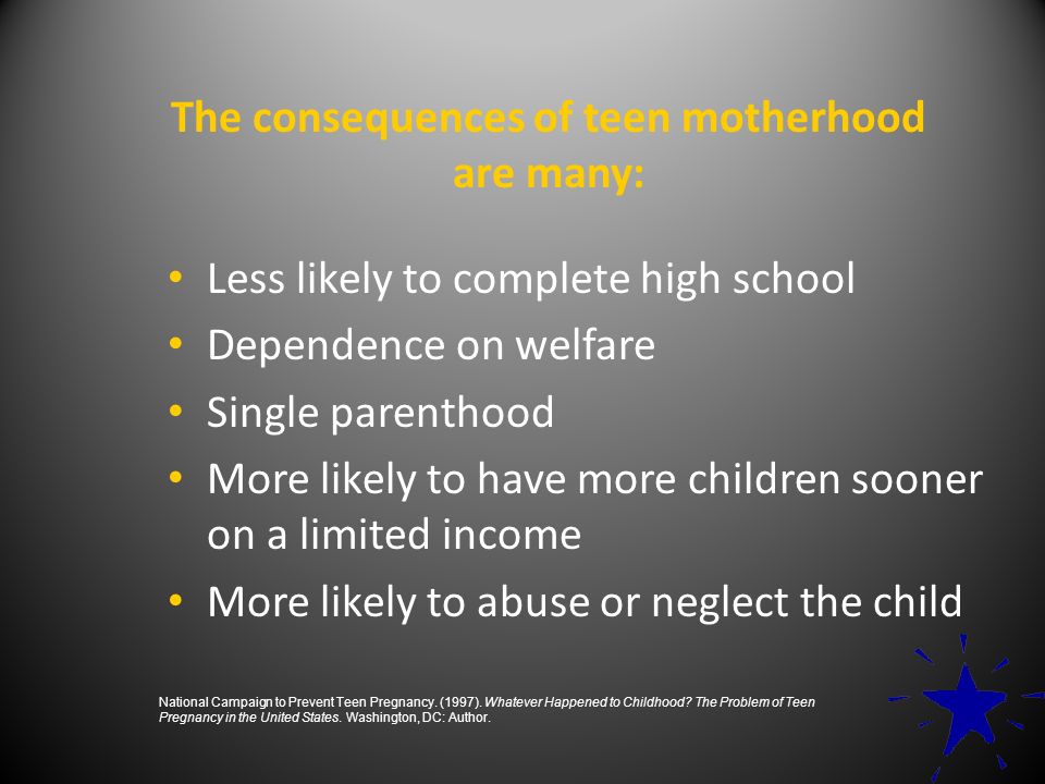 The consequences of teen motherhood are many: