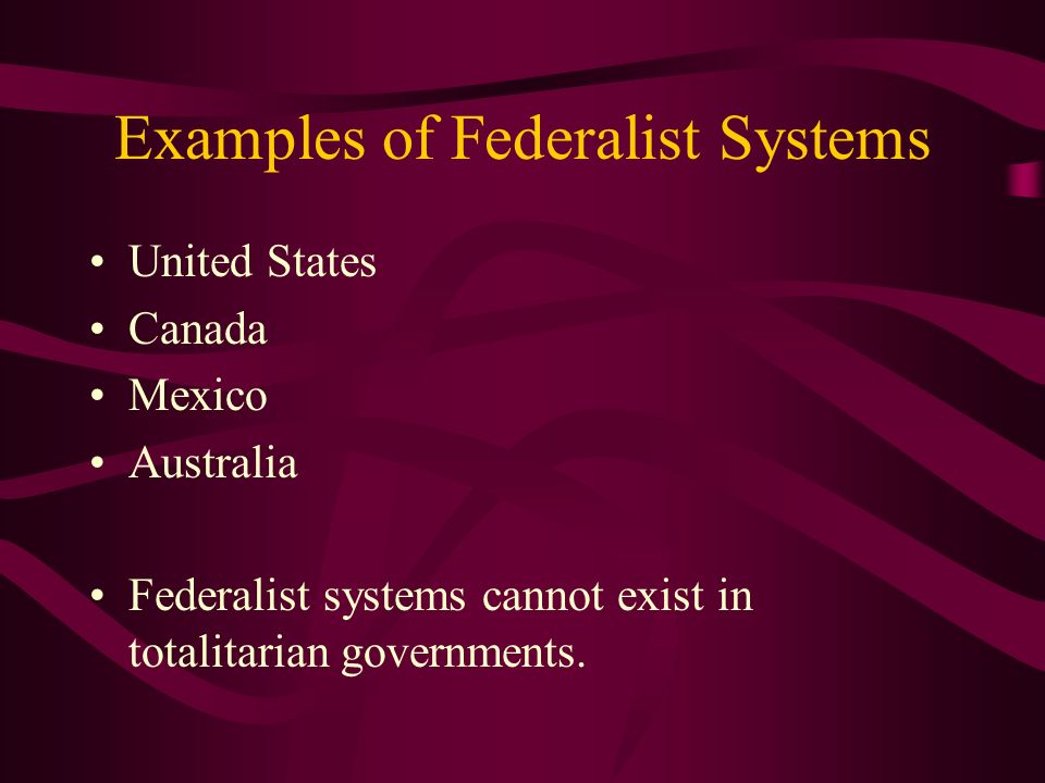 Examples of Federalist Systems