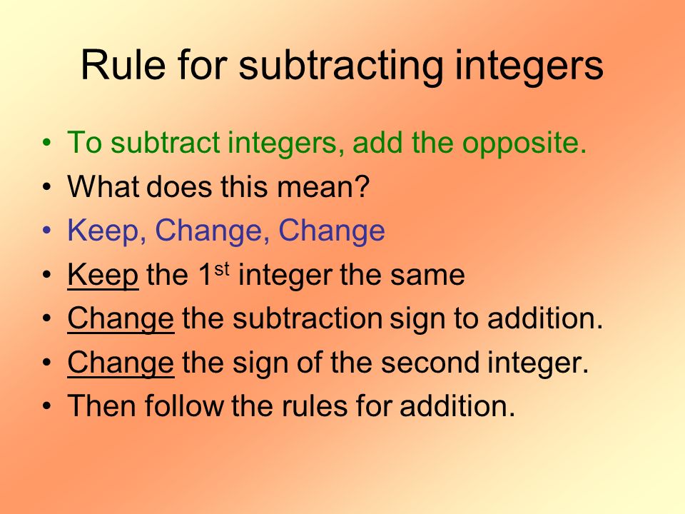 Rule for subtracting integers
