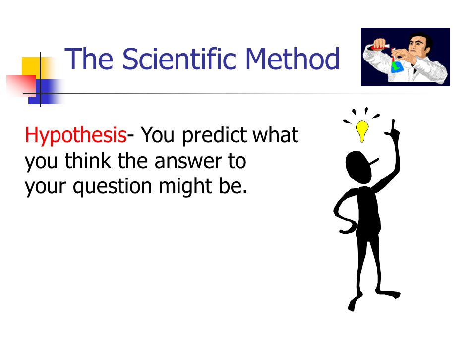 The Scientific Method Hypothesis- You predict what