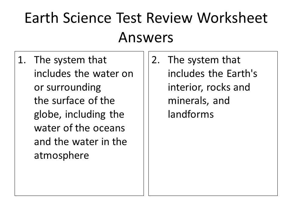 Earth Science Test Review Worksheet Answers 30 Points