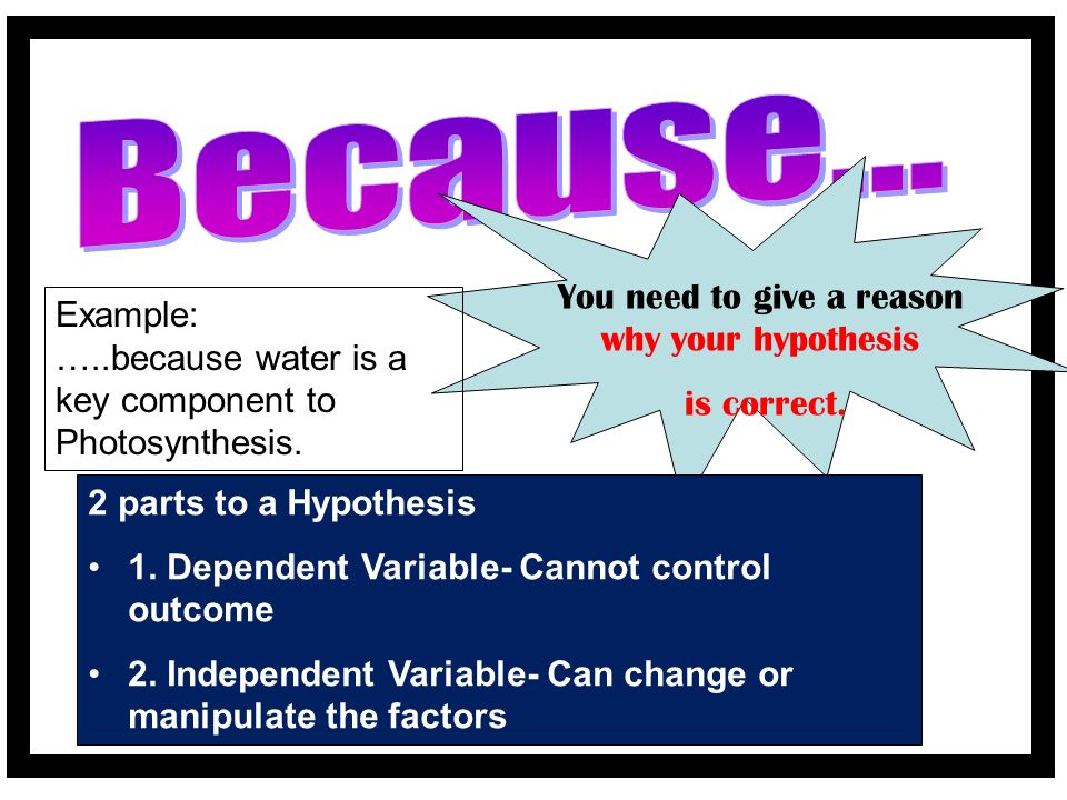 You need to give a reason why your hypothesis