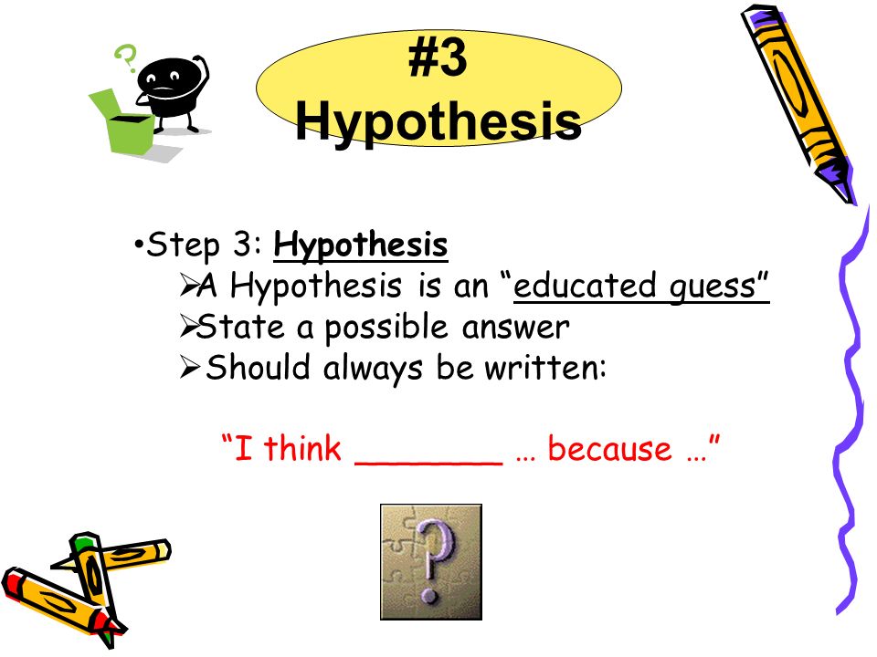 #3 Hypothesis Step 3: Hypothesis A Hypothesis is an educated guess