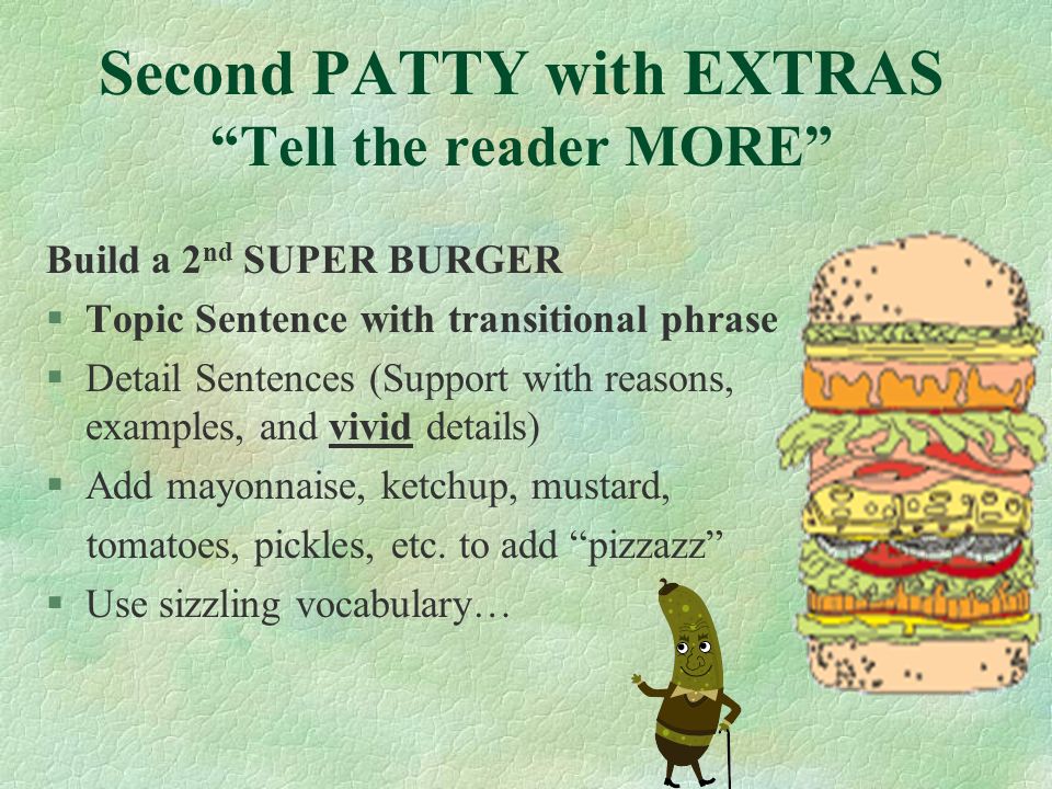 Second PATTY with EXTRAS Tell the reader MORE