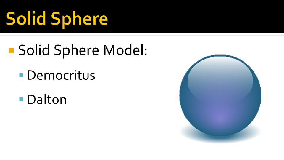Solid Sphere Solid Sphere Model: Democritus Dalton