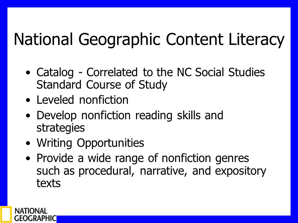 National Geographic Windows On Literacy Correlation Chart