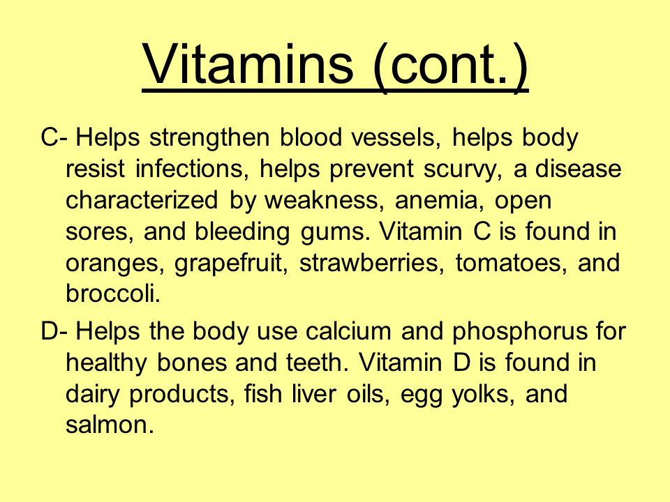 Vitamins (cont.)