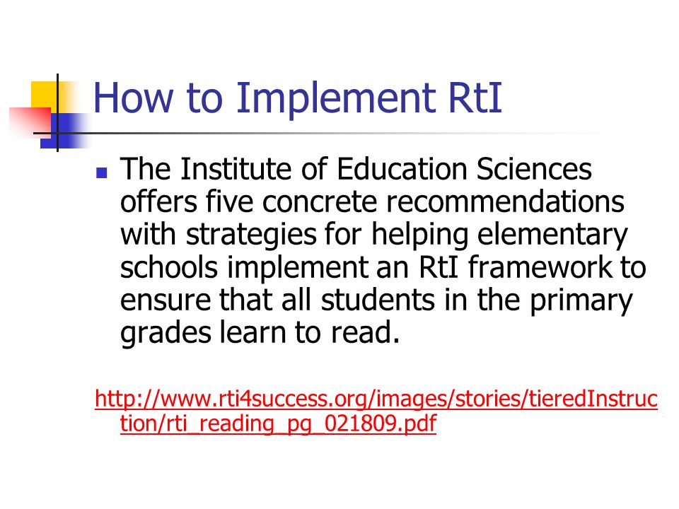How to Implement RtI