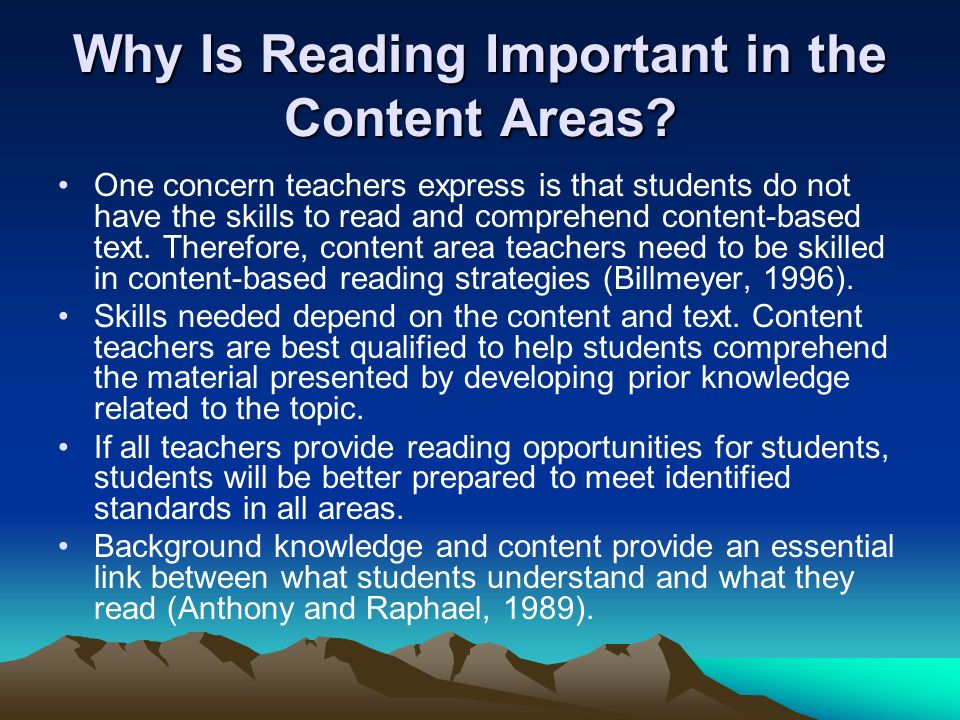 Why Is Reading Important in the Content Areas