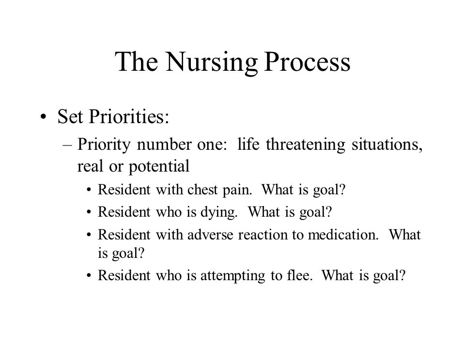 The Nursing Process Set Priorities: