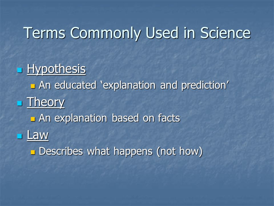 Terms Commonly Used in Science
