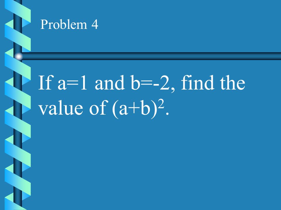 If a=1 and b=-2, find the value of (a+b)2.