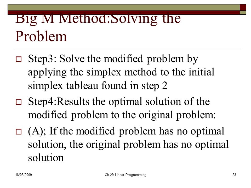 Simplex Algorithm.Big M Method - ppt video online download