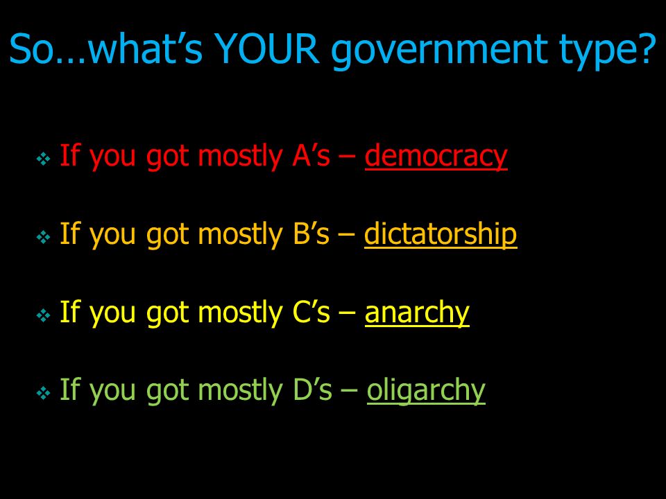 So…what’s YOUR government type