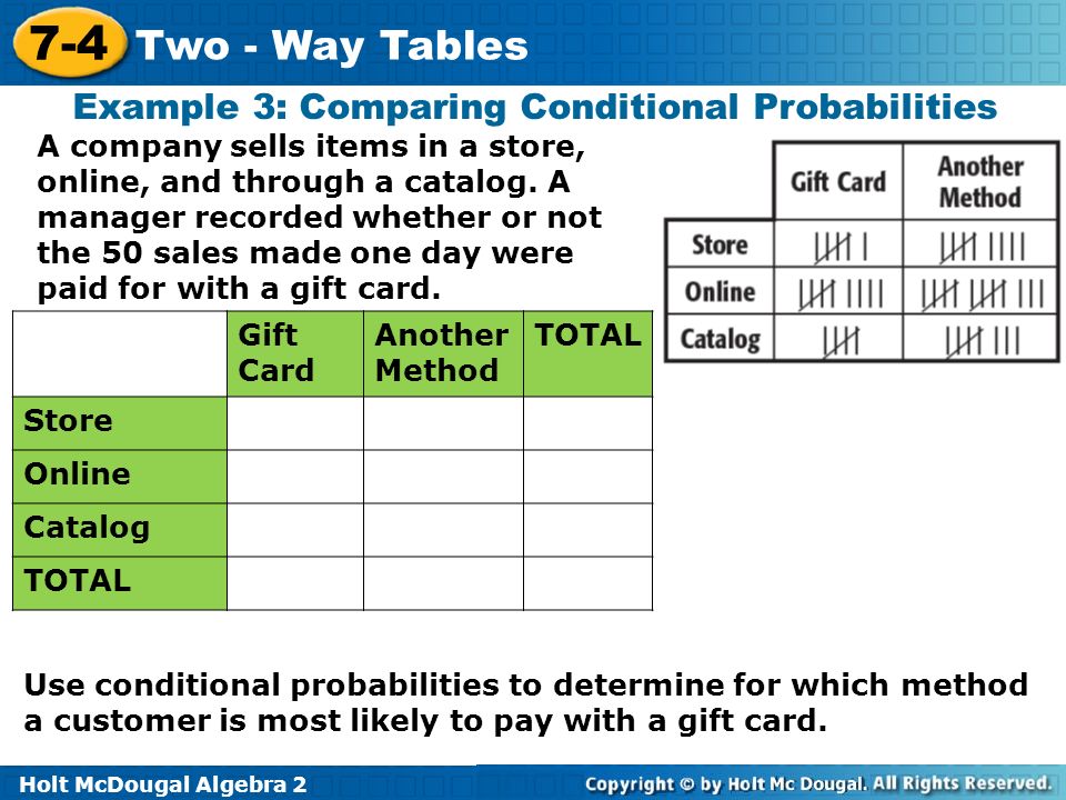 Example 3: Comparing Conditional Probabilities