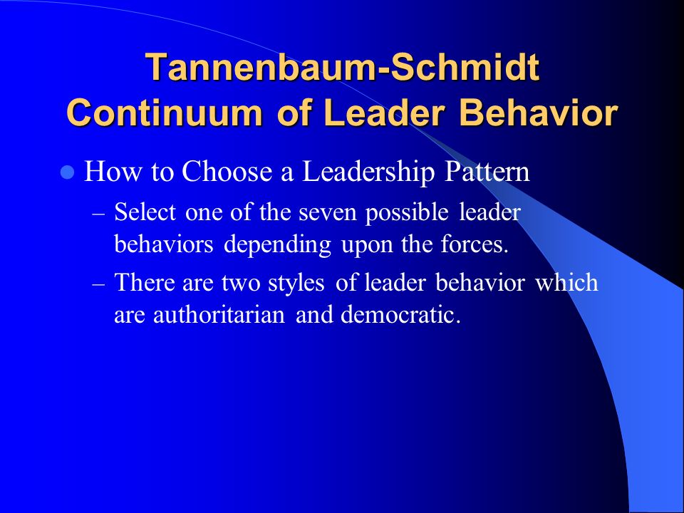 Tannenbaum-Schmidt Continuum of Leader Behavior
