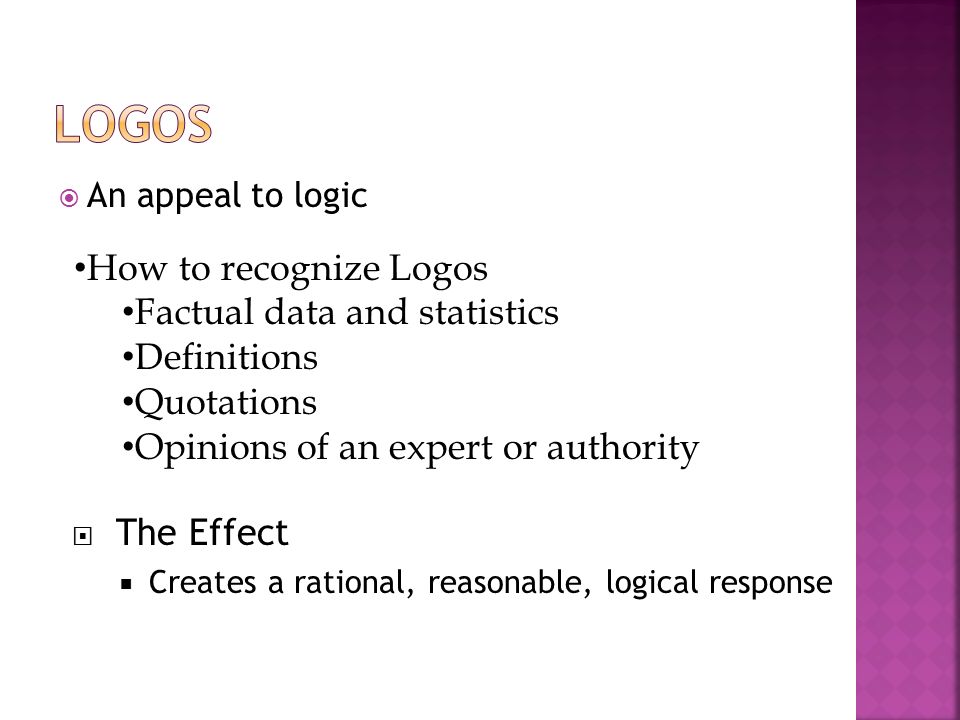 Logos How to recognize Logos Factual data and statistics Definitions