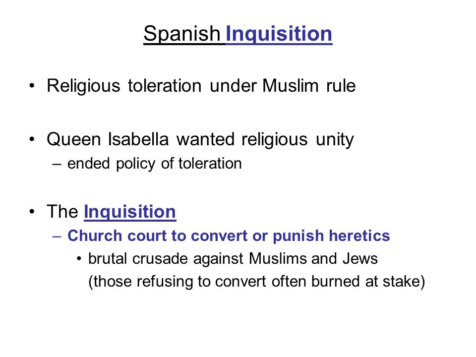 Spanish Inquisition Religious toleration under Muslim rule