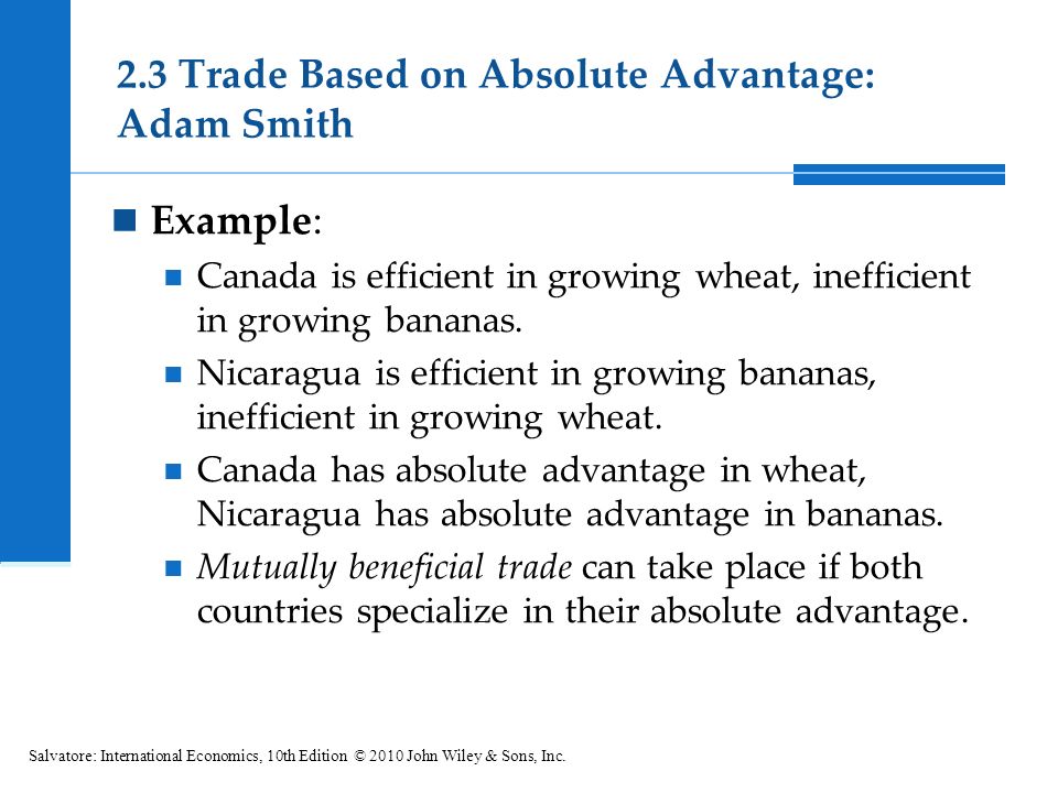 2.3 Trade Based on Absolute Advantage: Adam Smith