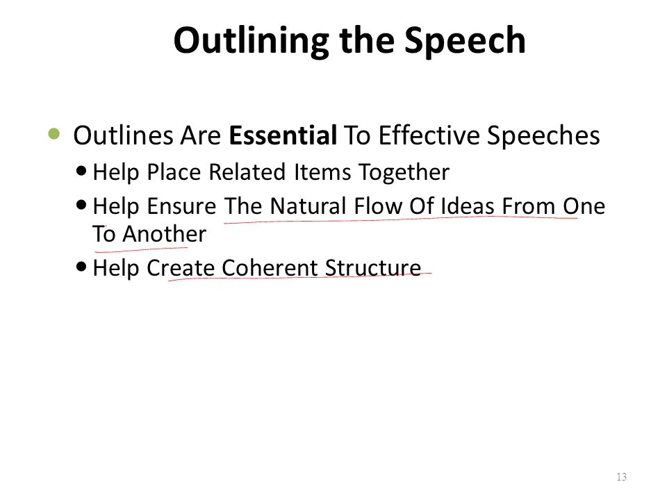 Outlining the Speech Outlines Are Essential To Effective Speeches