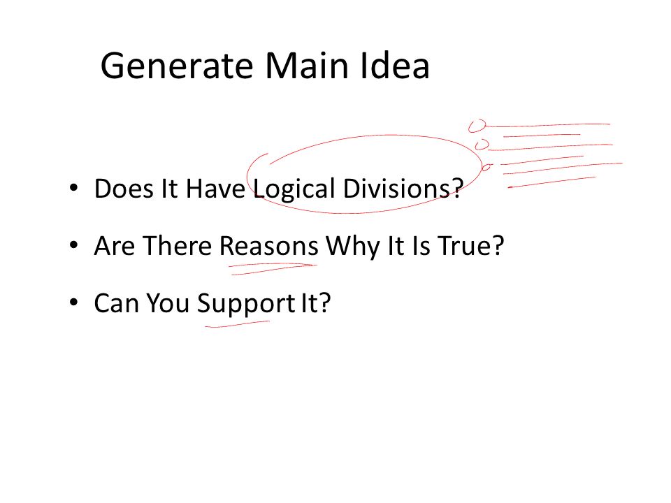 Generate Main Idea Does It Have Logical Divisions