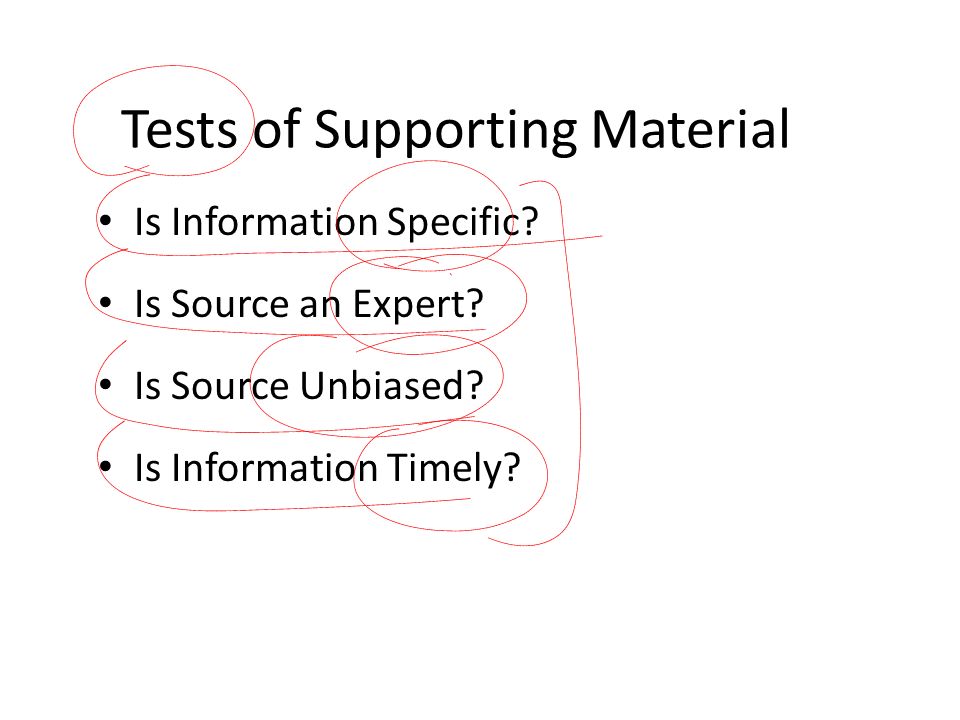 Tests of Supporting Material