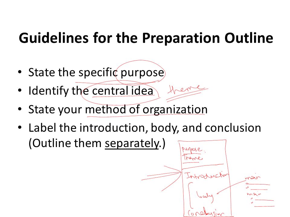 Guidelines for the Preparation Outline