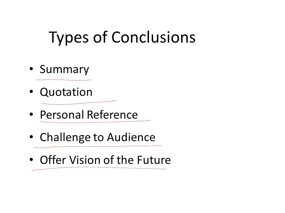Types of Conclusions Summary Quotation Personal Reference