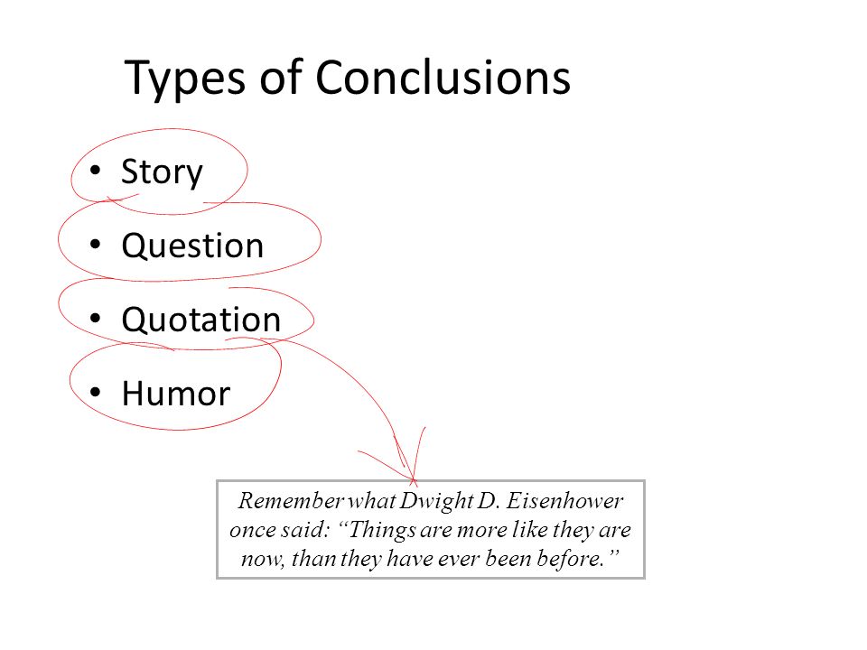 Types of Conclusions Story Question Quotation Humor