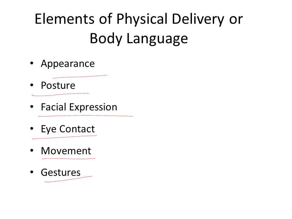 Elements of Physical Delivery or Body Language