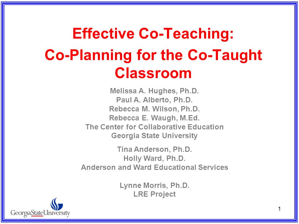 Effective Co-Teaching: Co-Planning for the Co-Taught Classroom