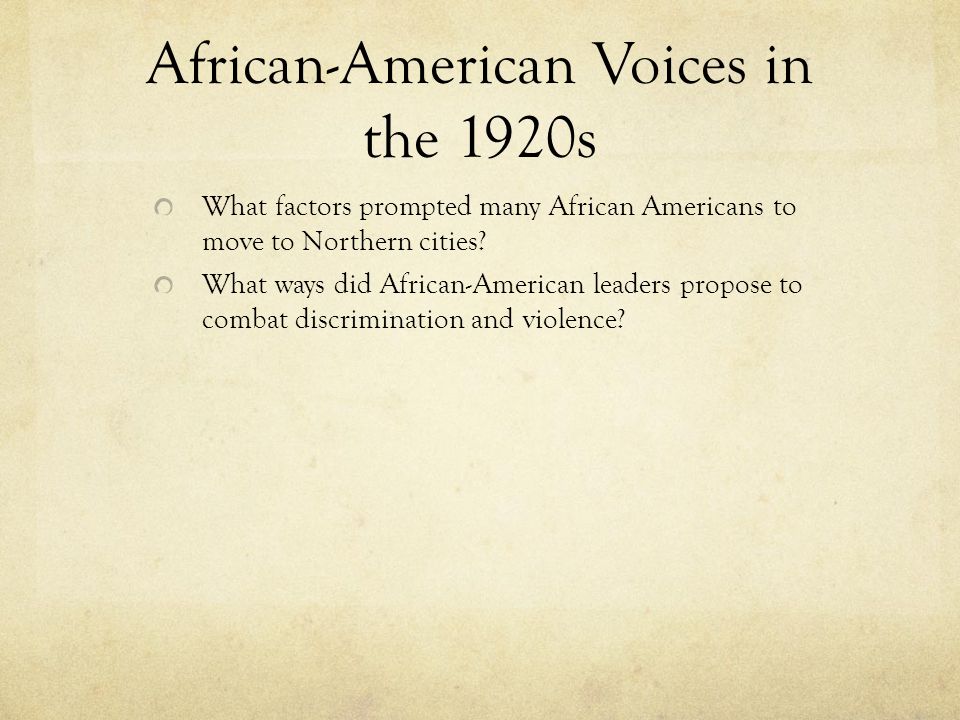 African-American Voices in the 1920s