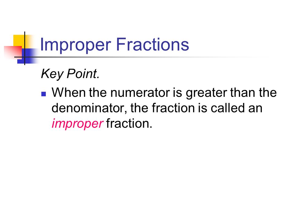 Improper Fractions Key Point.
