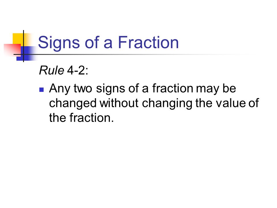 Signs of a Fraction Rule 4‑2: