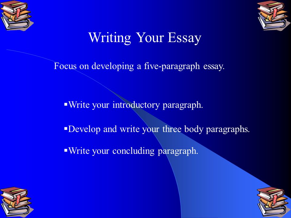 Writing Your Essay Focus on developing a five-paragraph essay.