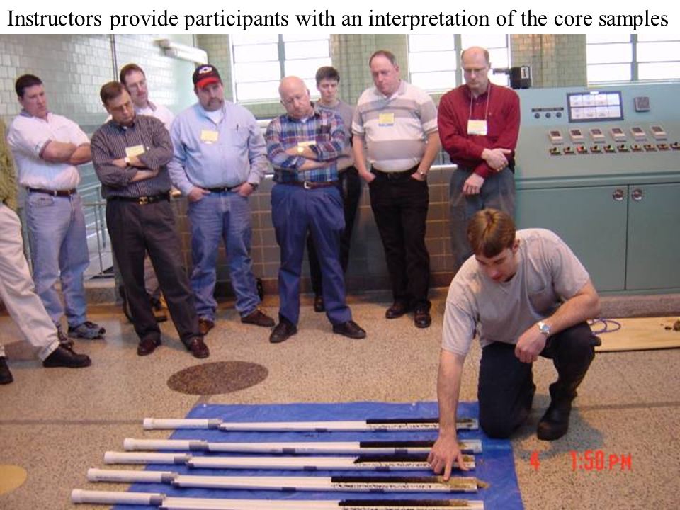 Instructors provide participants with an interpretation of the core samples